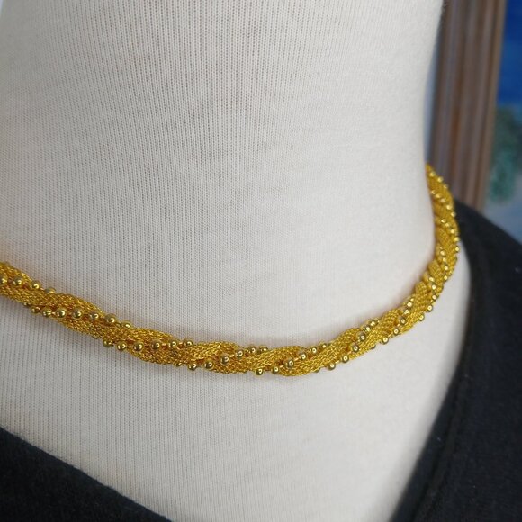 vintage gold tone mesh with gold tone balls twisted necklace - Picture 6 of 14